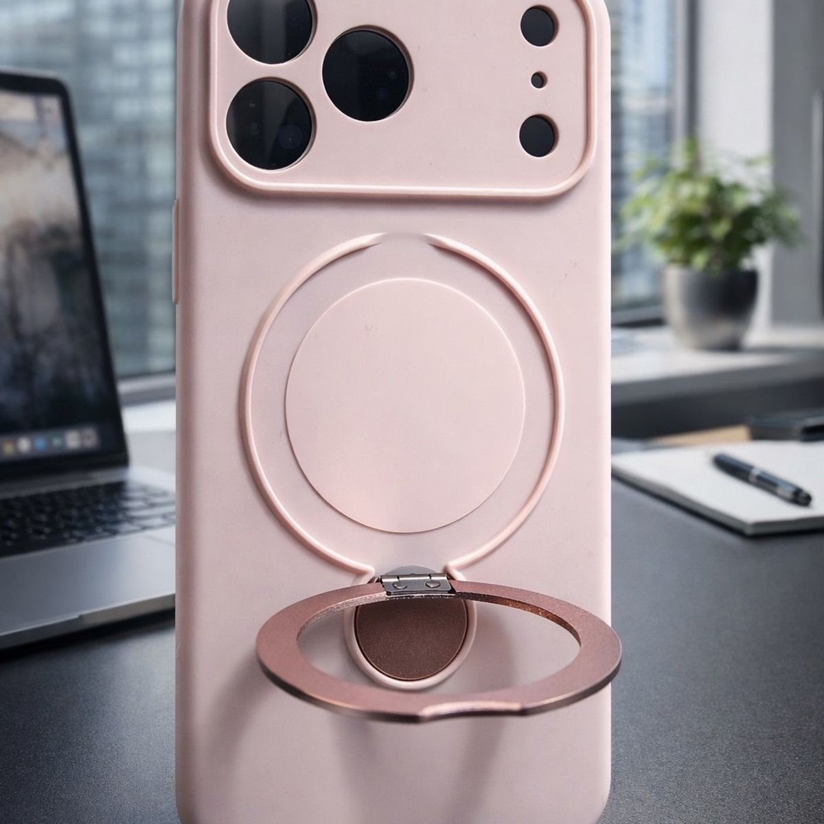 GENERICO - Case Funda Iphone 17 Pro Max Con Soporte Palo Rosa - Magsafe