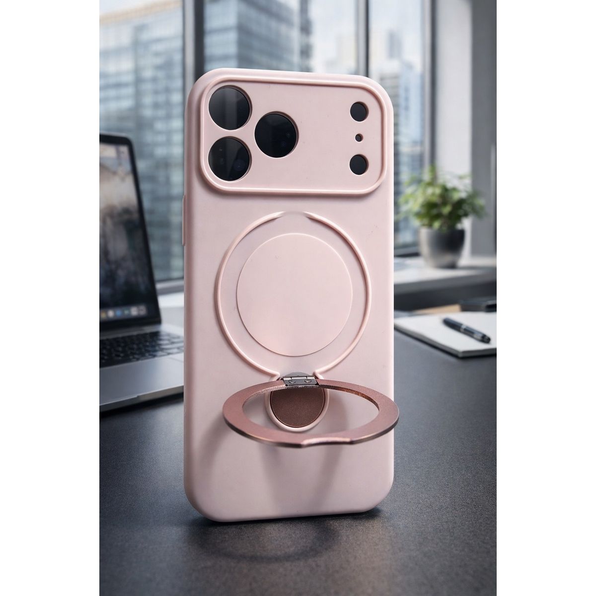 GENERICO - Case Funda Iphone 17 Pro Max Con Soporte Palo Rosa - Magsafe