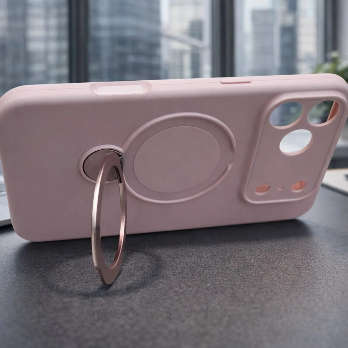 GENERICO - Case Funda Iphone 17 Pro Max Con Soporte Palo Rosa - Magsafe