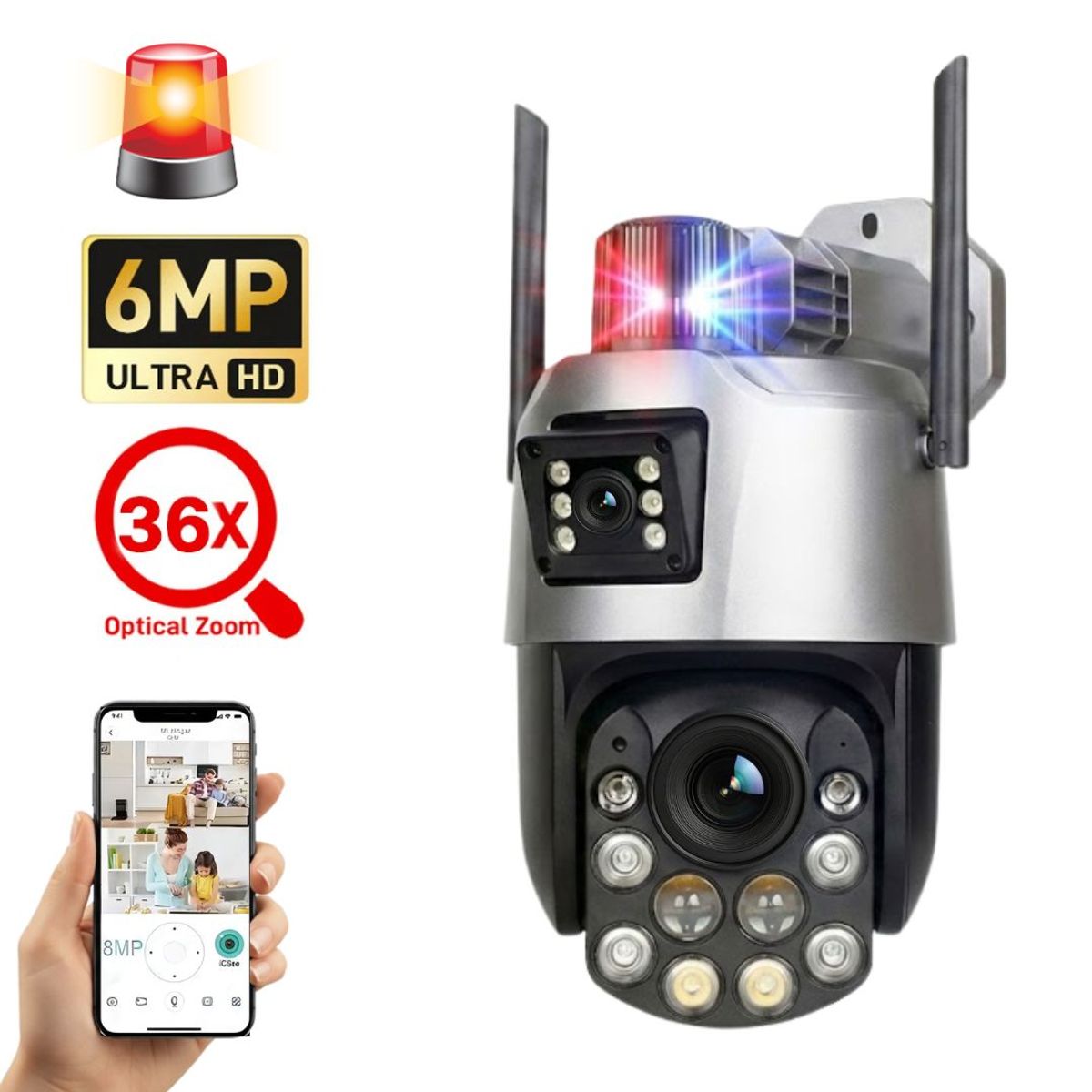 SEISA - Camara de Seguridad WiFi Ojo de Dios ZOOM 36X Lente 8MP Visión  Nocturna Color