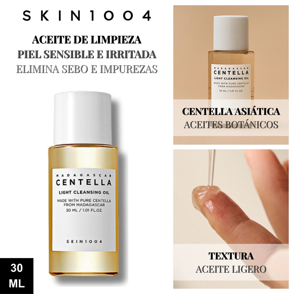 SKIN1004 - Aceite Limpieza Facial Piel Sensible Madagascar Centella Light Cleansing Oil 30ml