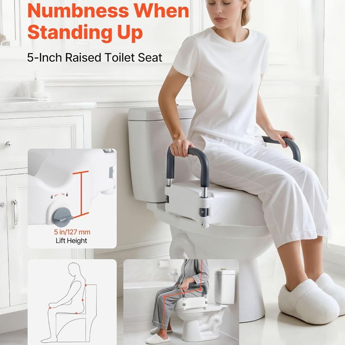 EVERSO - Alza Baño Asiento Elevado Para Inodoro Wc Con Apoya Brazos