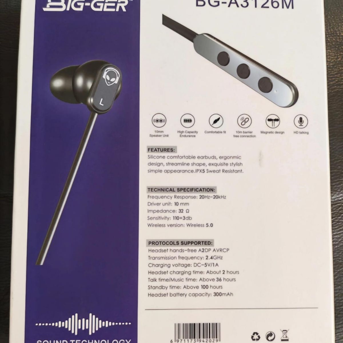 BIG GER - Audífonos Bluetooth para Bicicleta  moto Larga duración de carga BIG-GER A3126M