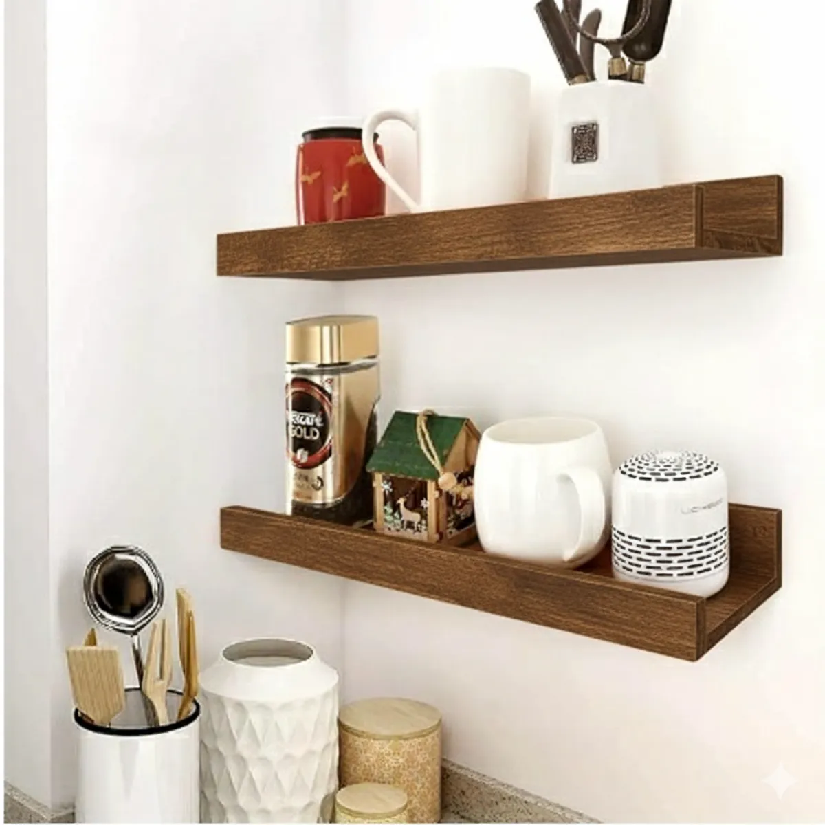 Repisa Flotante Minimalista Melamina Marron 60 cm - Repisa Decorativa Tipo L, marca GENERICO - Foto Principal