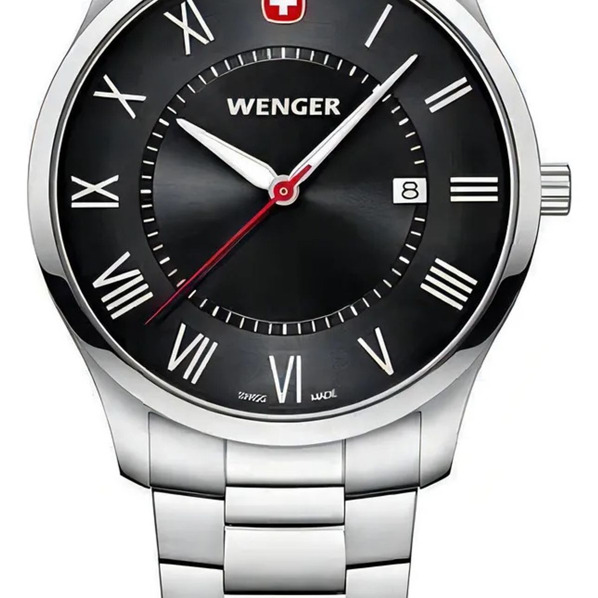 WENGER - Reloj City Classic correa de acero inoxidable dial negro Wenger