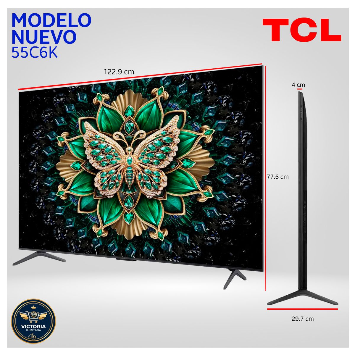 TCL - Televisor Tcl 55" Qd Miniled 4k 55c6k Google Tv 2025