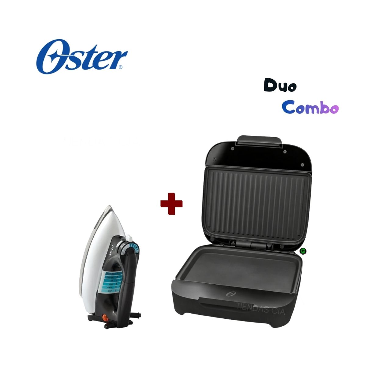 OSTER - Dúo Oster Sandwichera CKSTSM400 y Plancha GCSTBV4119