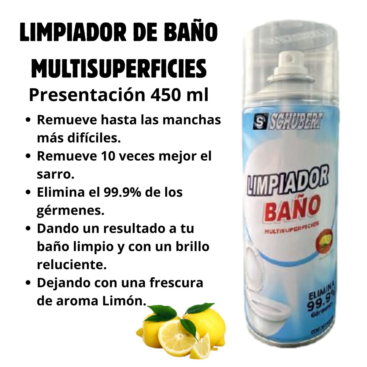 LIMPIADOR DE BAÑO MULTISUPERFICIES X3 UND SCHUBERT 450 ML – LIMPIEZA Y BRILLO TOTAL, marca SCHUBERT - Foto 2
