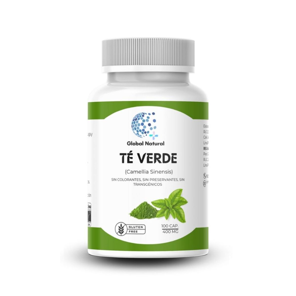 GENERICO - Te verde en capsulas 100 unid de 400MG - Global Natural