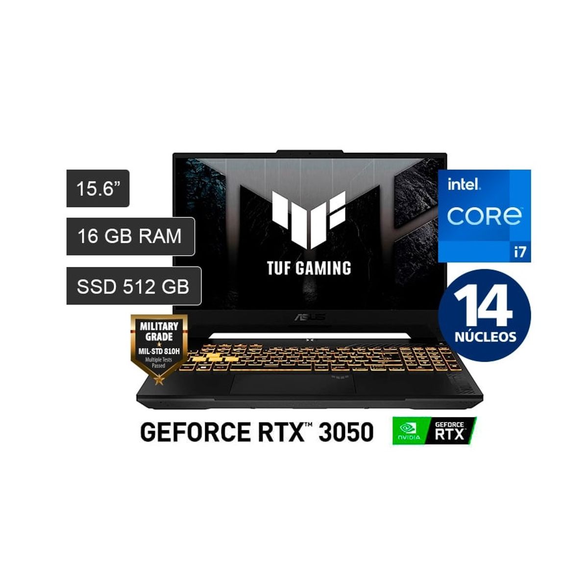 ASUS - ASUS TUF GAMING F15 FX507ZC4-HN002W INTEL COREI7-12700H 16GB 512GB SSD  4GB VIDEO RTX 3050 15.6 FHD 144HZ WIN 11
