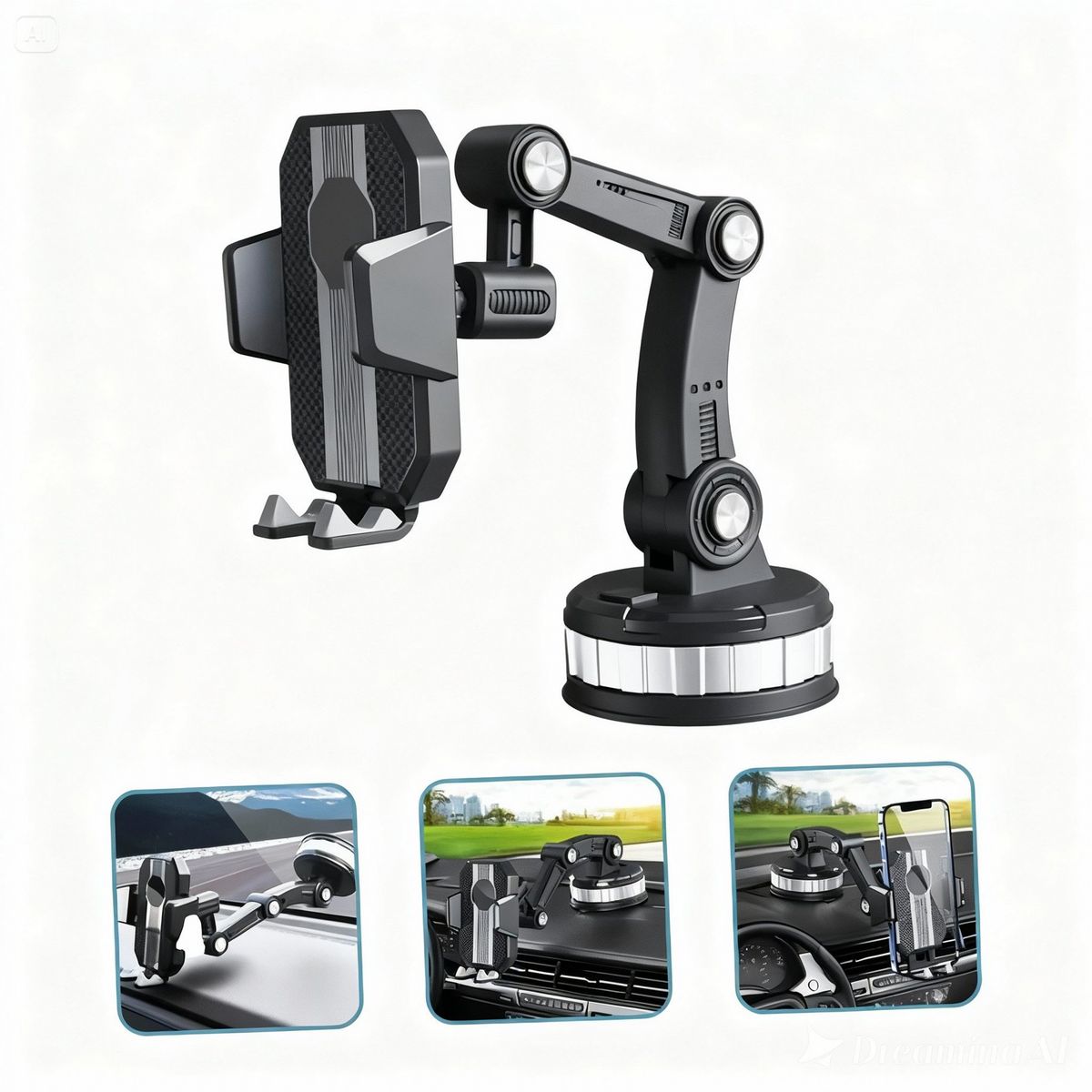 GENERICO - Soporte De Celular Brazo Extensible 360 Grados Succión Para Carro