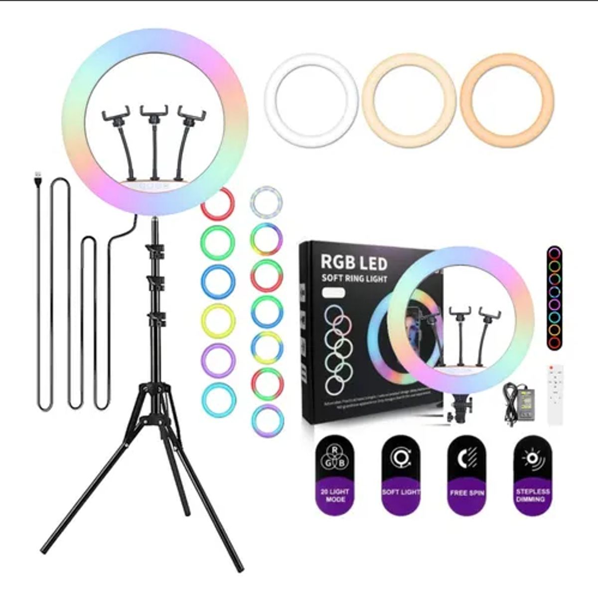 GENERICO - aro LED 56CM Blanco RGB