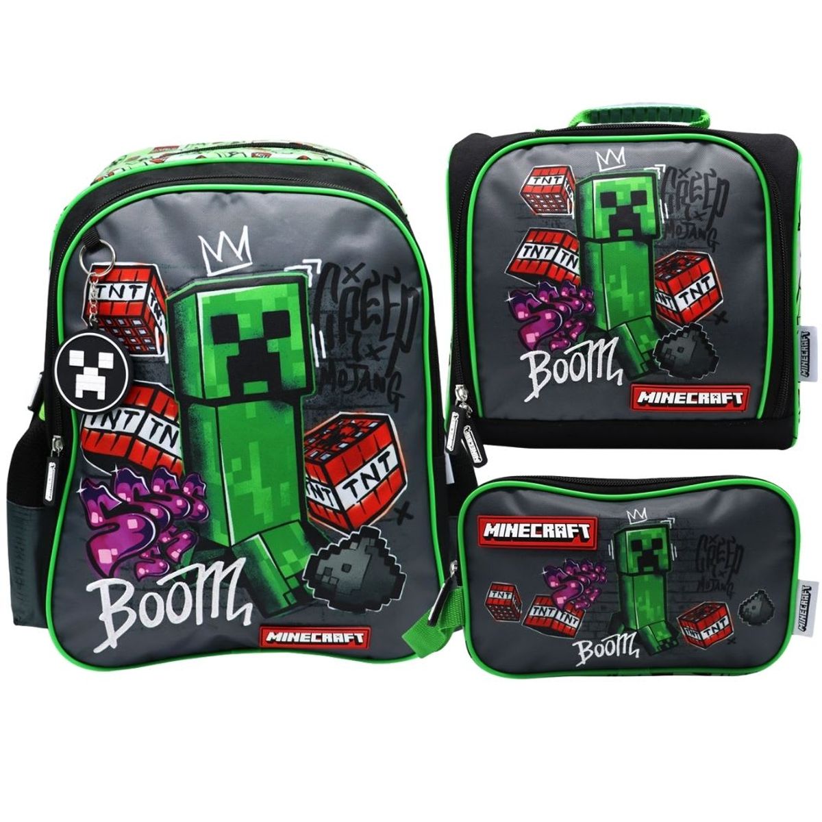 CHILDRENS CLUB - Pack Escolar Mochila Minecraft Creeper Oficio