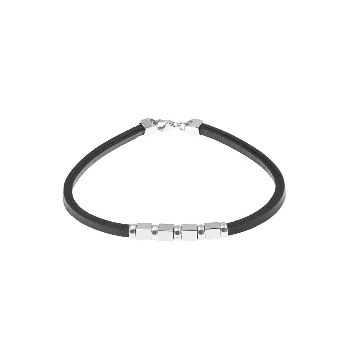 BALIQ - Pulsera Cuero Plata 925 Hombre