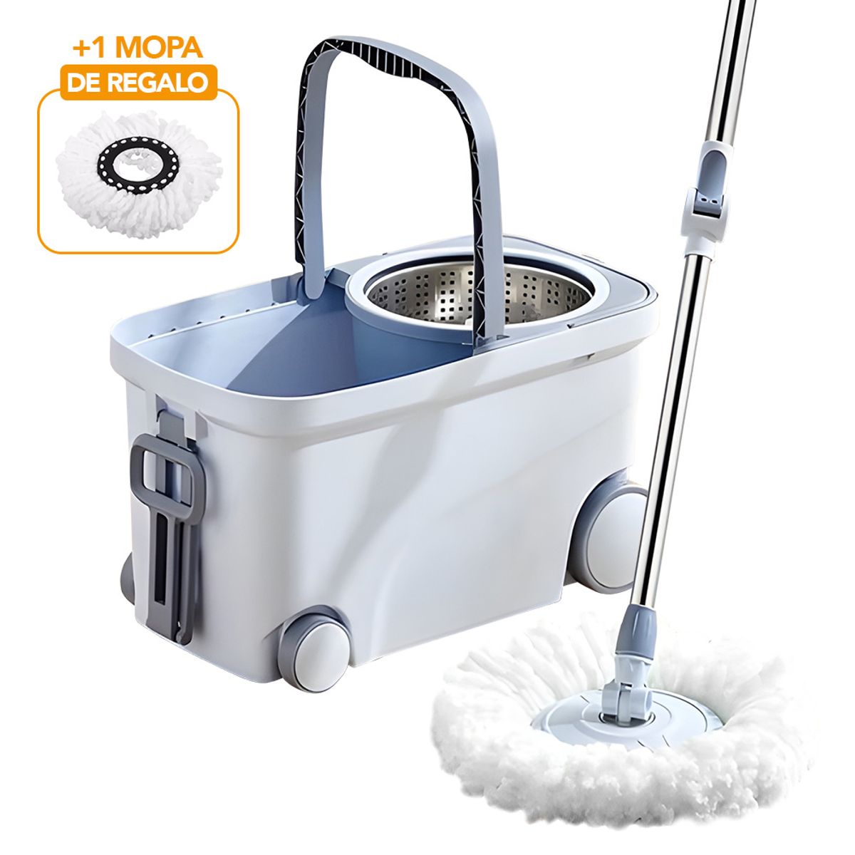 Trapeador Giratorio 2 Mopas con Ruedas Y Asa Gris S4F, marca KELLER - Foto Principal