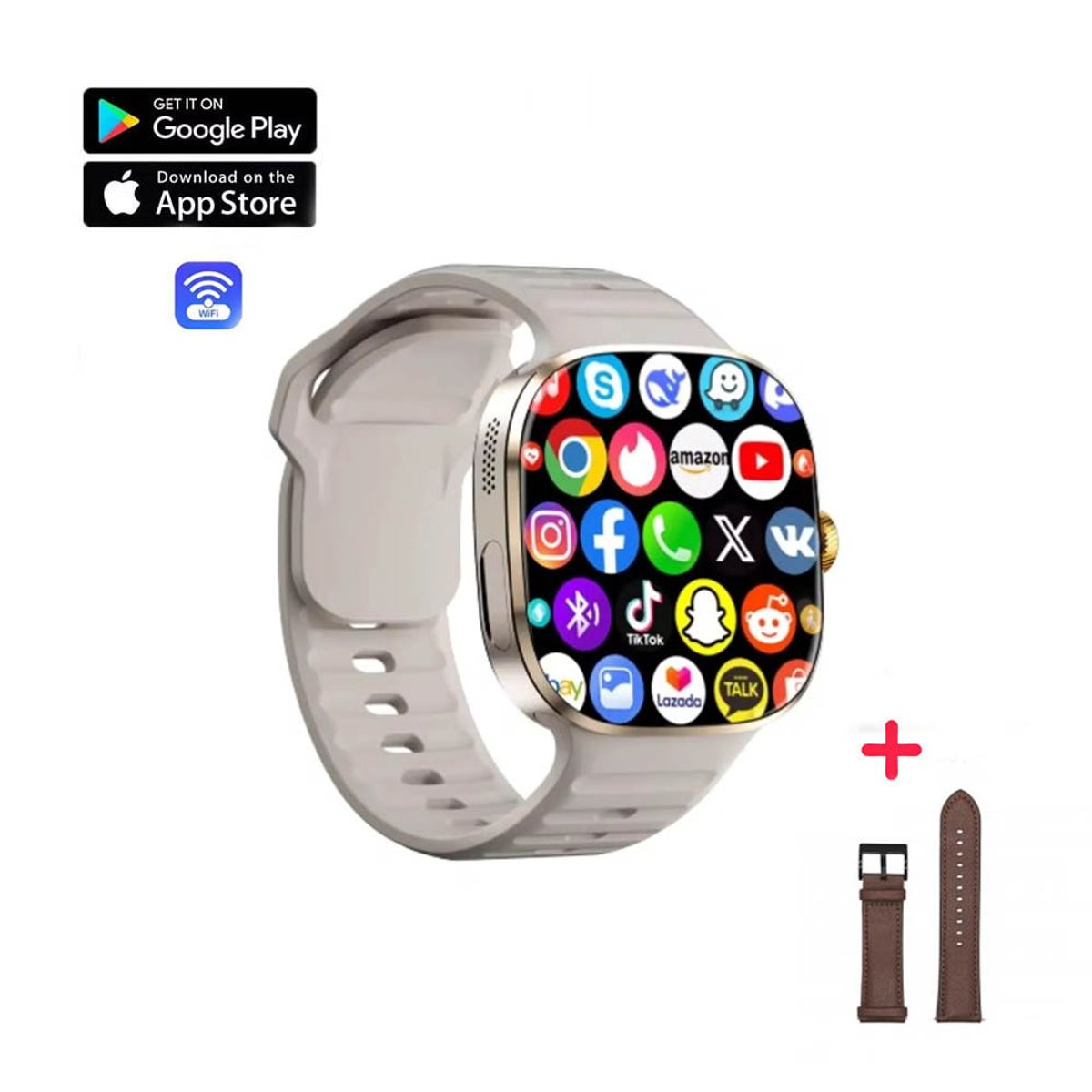 OEM - Smartwatch M99 Pro Android Play Store Amoled Beige Correa Gratis