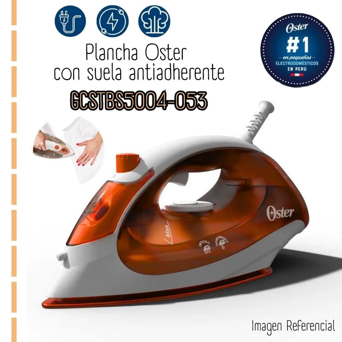 OSTER - Plancha Compacta CSuela Antiadherente Oster GCSTBS5004 - Naranjada