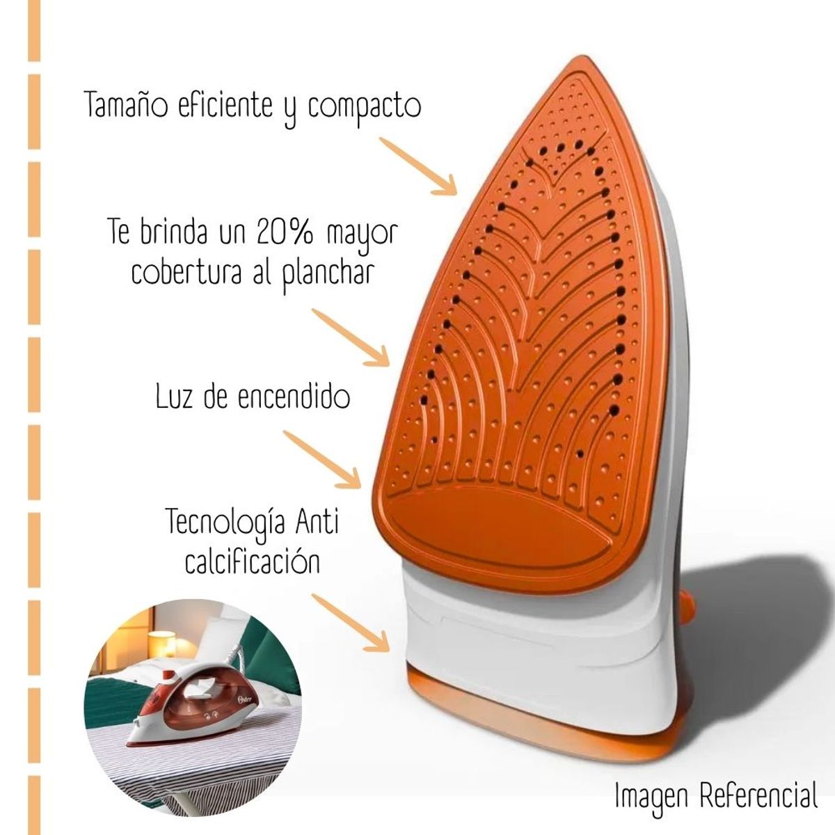 OSTER - Plancha Compacta CSuela Antiadherente Oster GCSTBS5004 - Naranjada