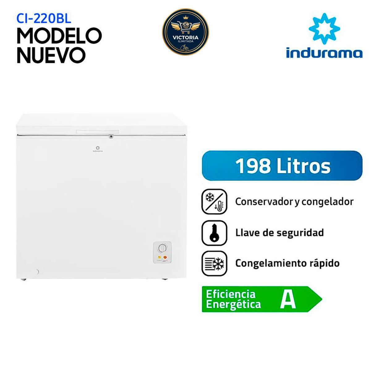 INDURAMA - Congeladora Indurama 198 Litros CI-220BL Blanco