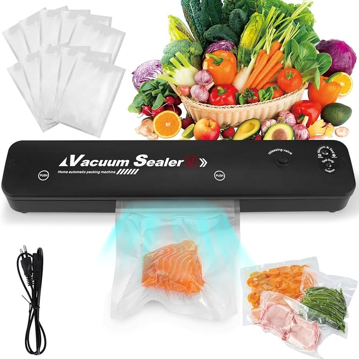 GENERICO - SELLADOR DE BOLSAS AL VACIO EMPACADORA + 10 BOLSAS