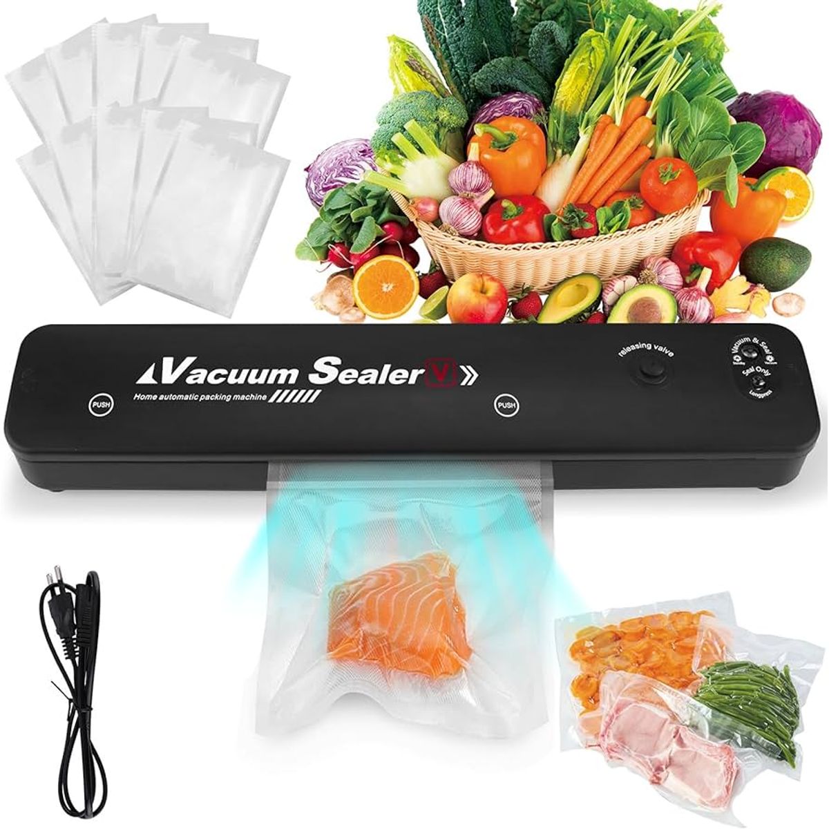 GENERICO - SELLADOR DE BOLSAS AL VACIO EMPACADORA + 10 BOLSAS