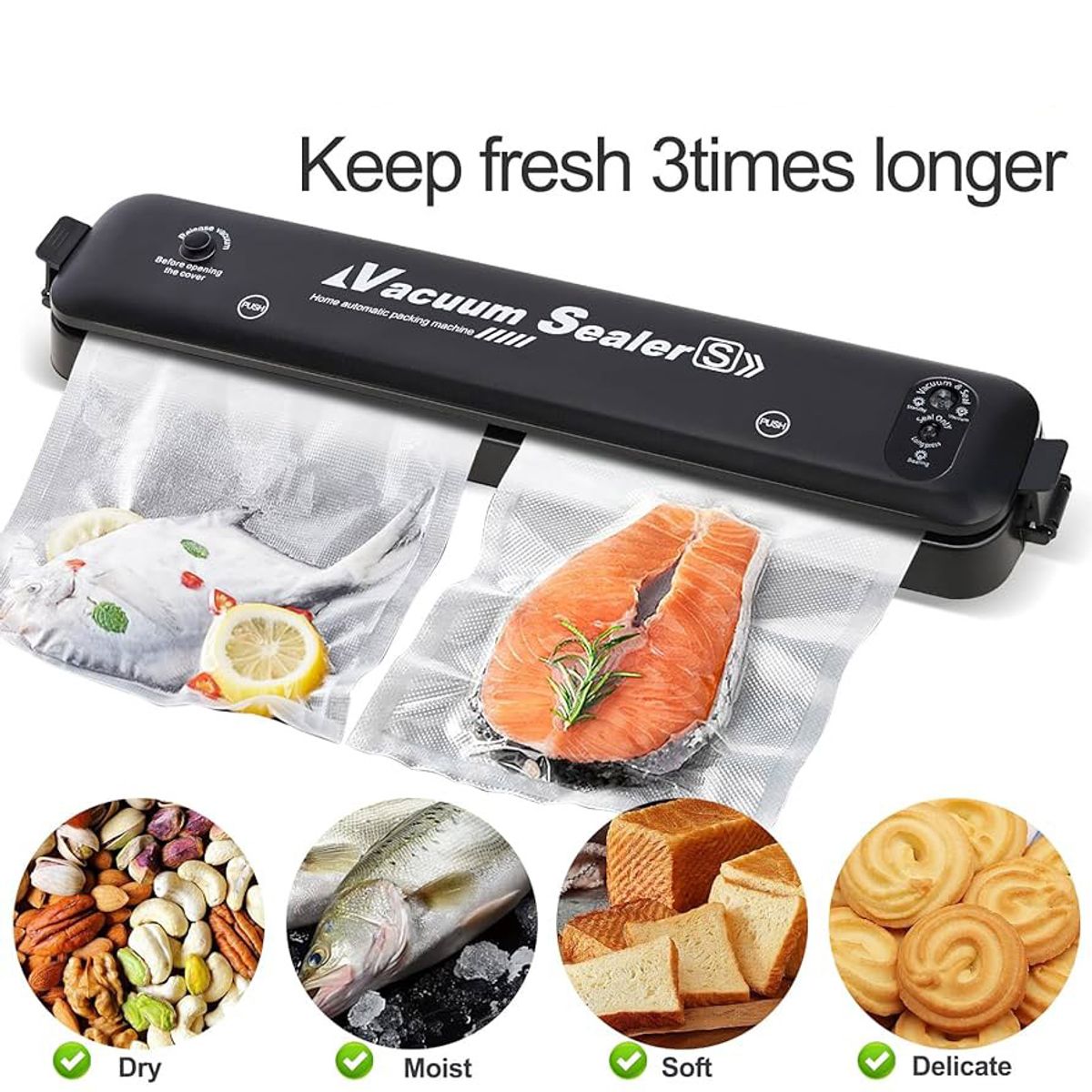 GENERICO - SELLADOR DE BOLSAS AL VACIO 28CM VACUUM SEALER + 10 BOLSAS