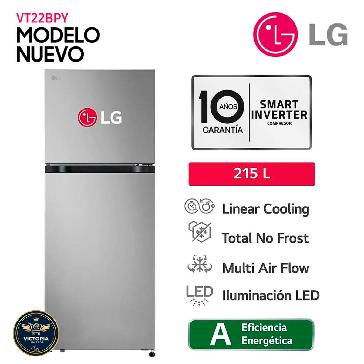 LG - Refrigeradora LG 215L NO FROST VT22BPY SD - Plateado