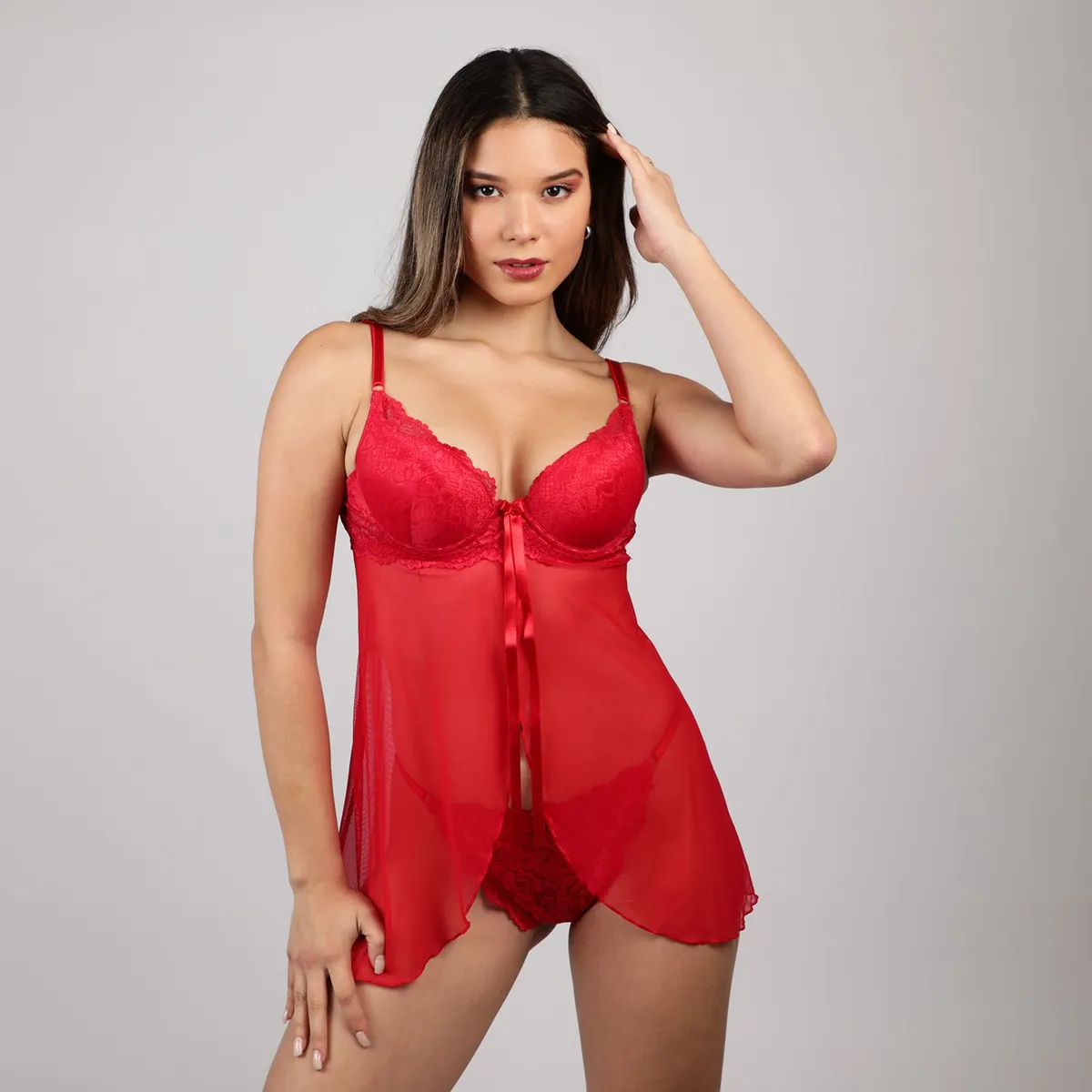 DIONE - Babydoll Conjunto de Encaje Mujer