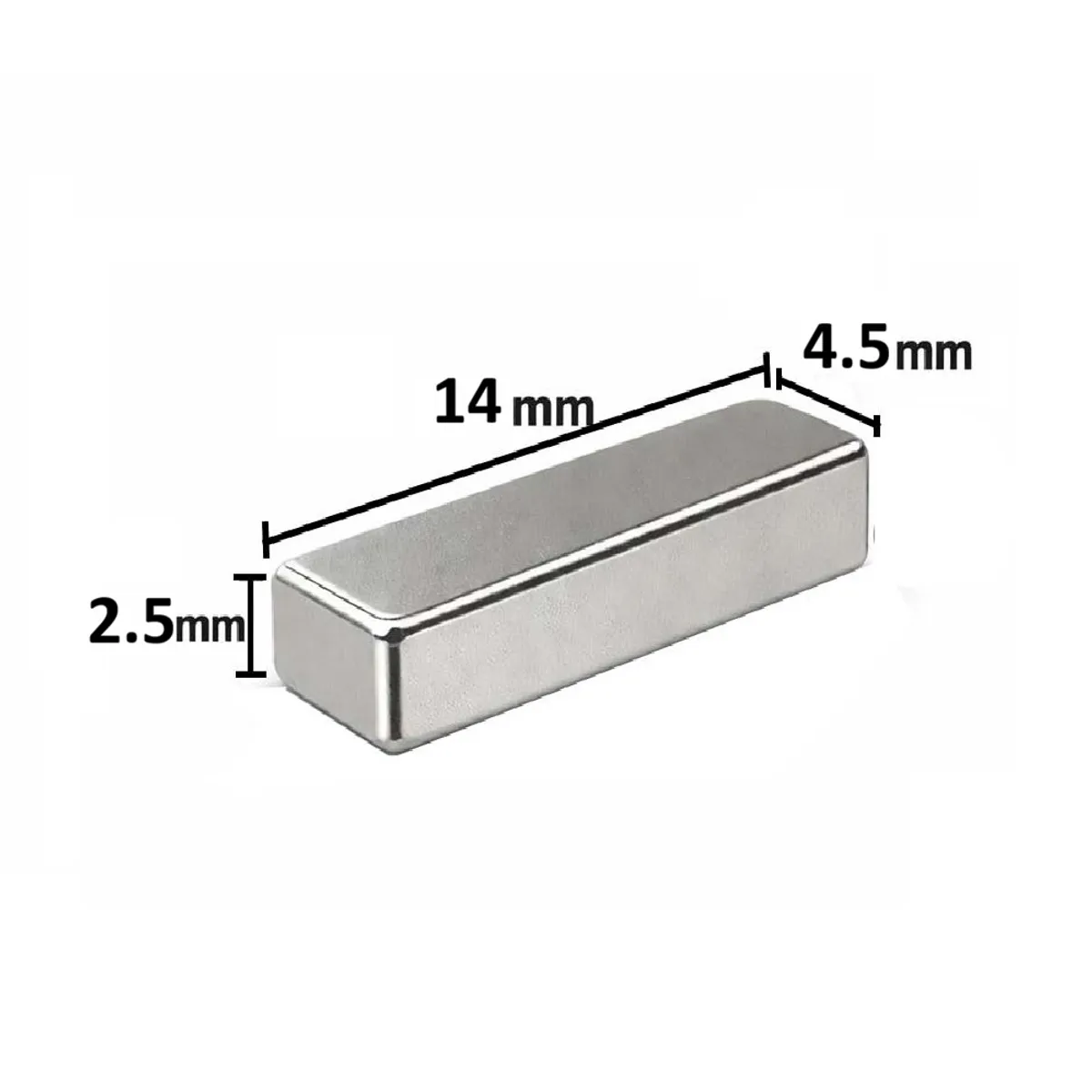 GENERICO - Iman de Neodimio Modelo Rectangular 14x4.5x2.5mm Pack 20 unds