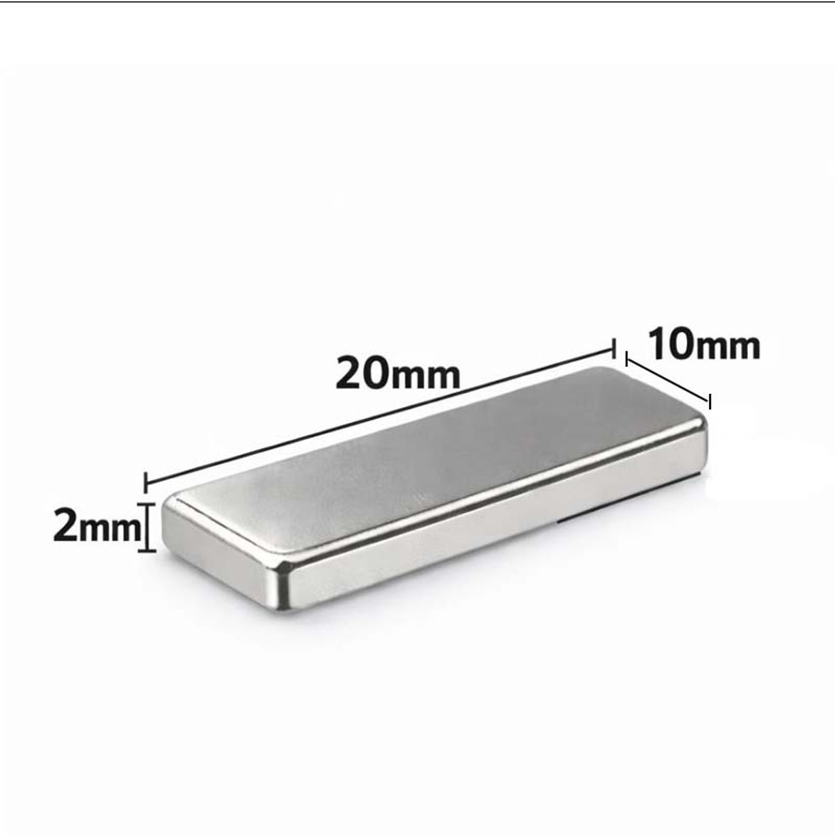 GENERICO - Iman de Neodimio Modelo Rectangular 20x10x2mm Pack 10 unds
