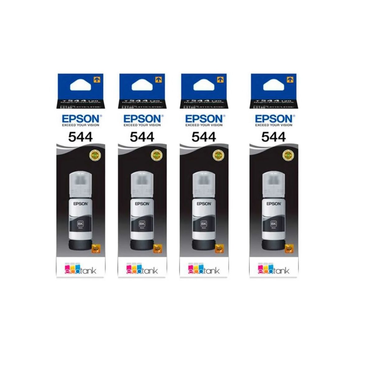 EPSON - Pack 4 Tintas Epson T544 Negro Botellas 65ml para EcoTank