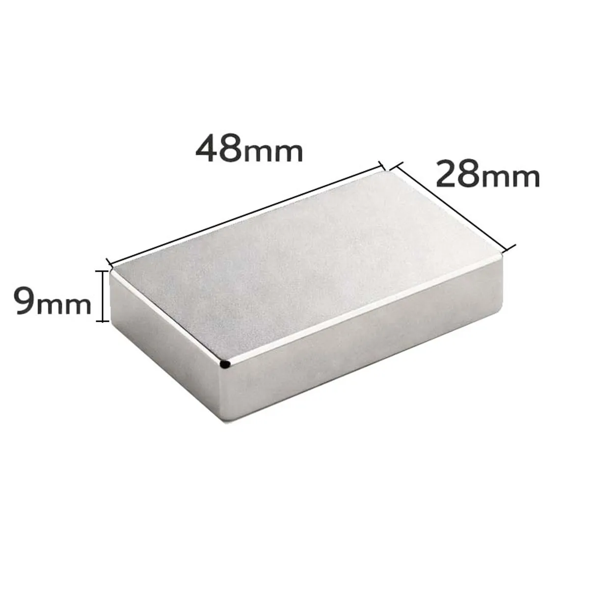 GENERICO - Iman de Neodimio Modelo Rectangular 48x28x9mm 1 und