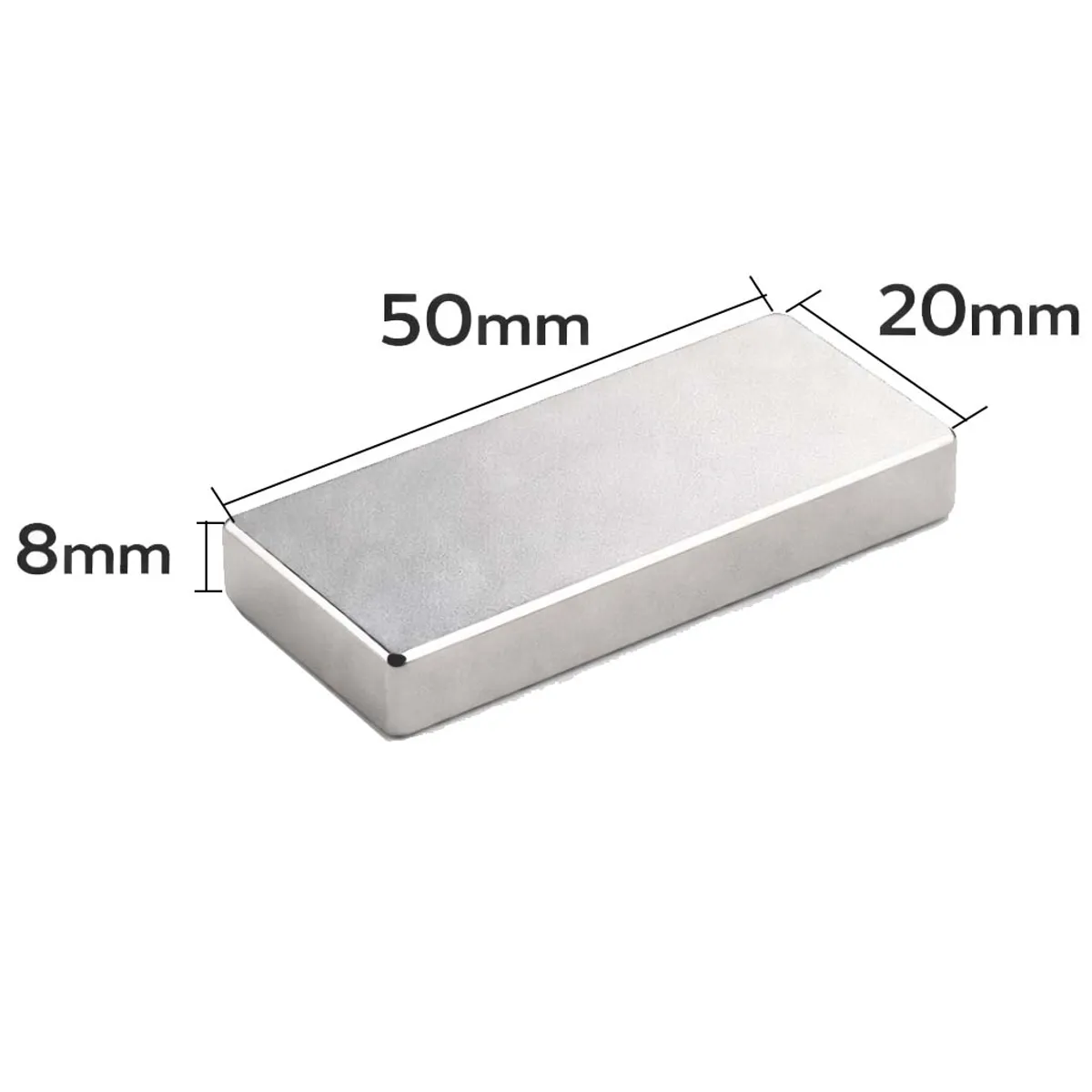 GENERICO - Iman de Neodimio Modelo Rectangular 50x20x8mm 1 und