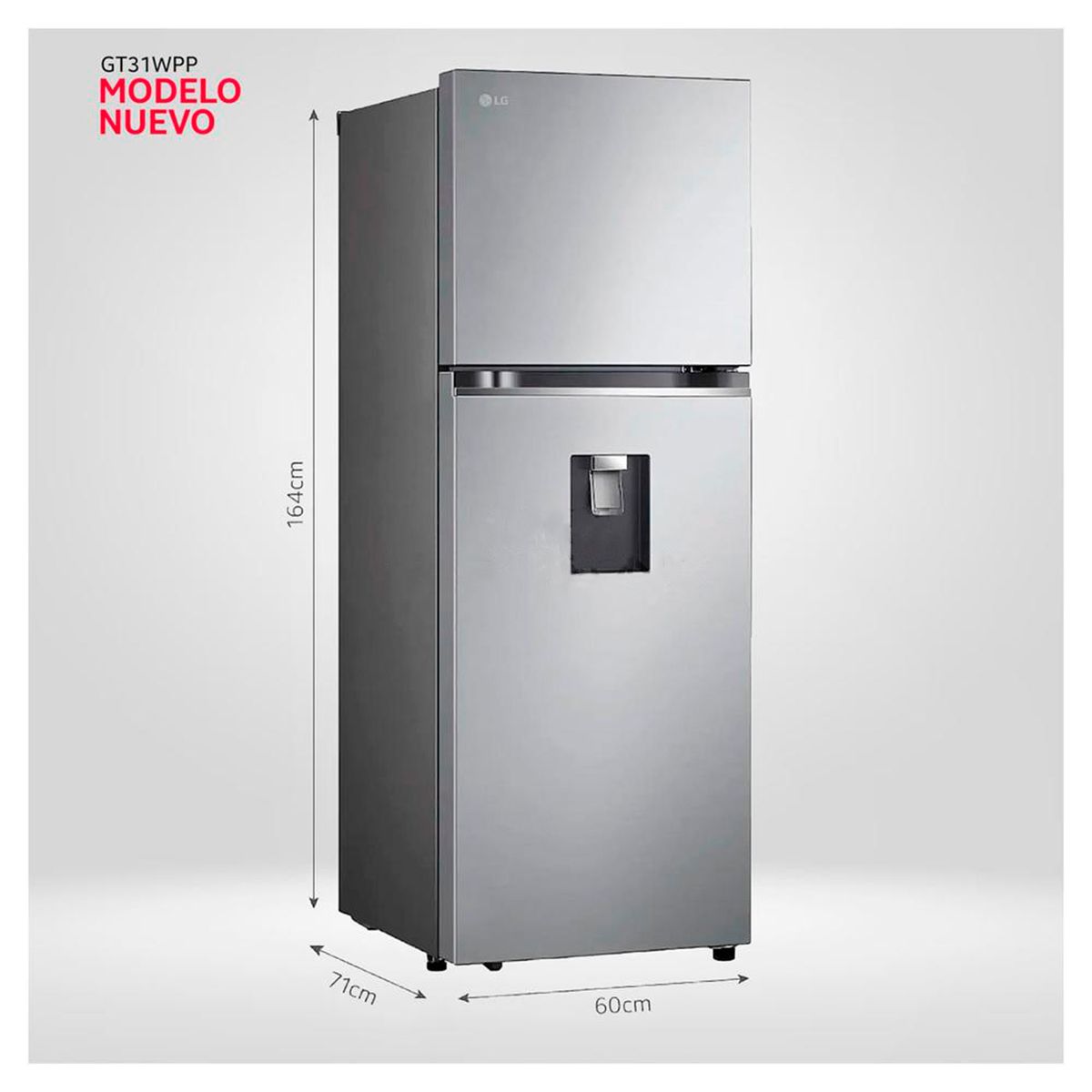 LG - Refrigeradora LG GT31WPP Top Freezer Door Cooling 314 Litros Plateada