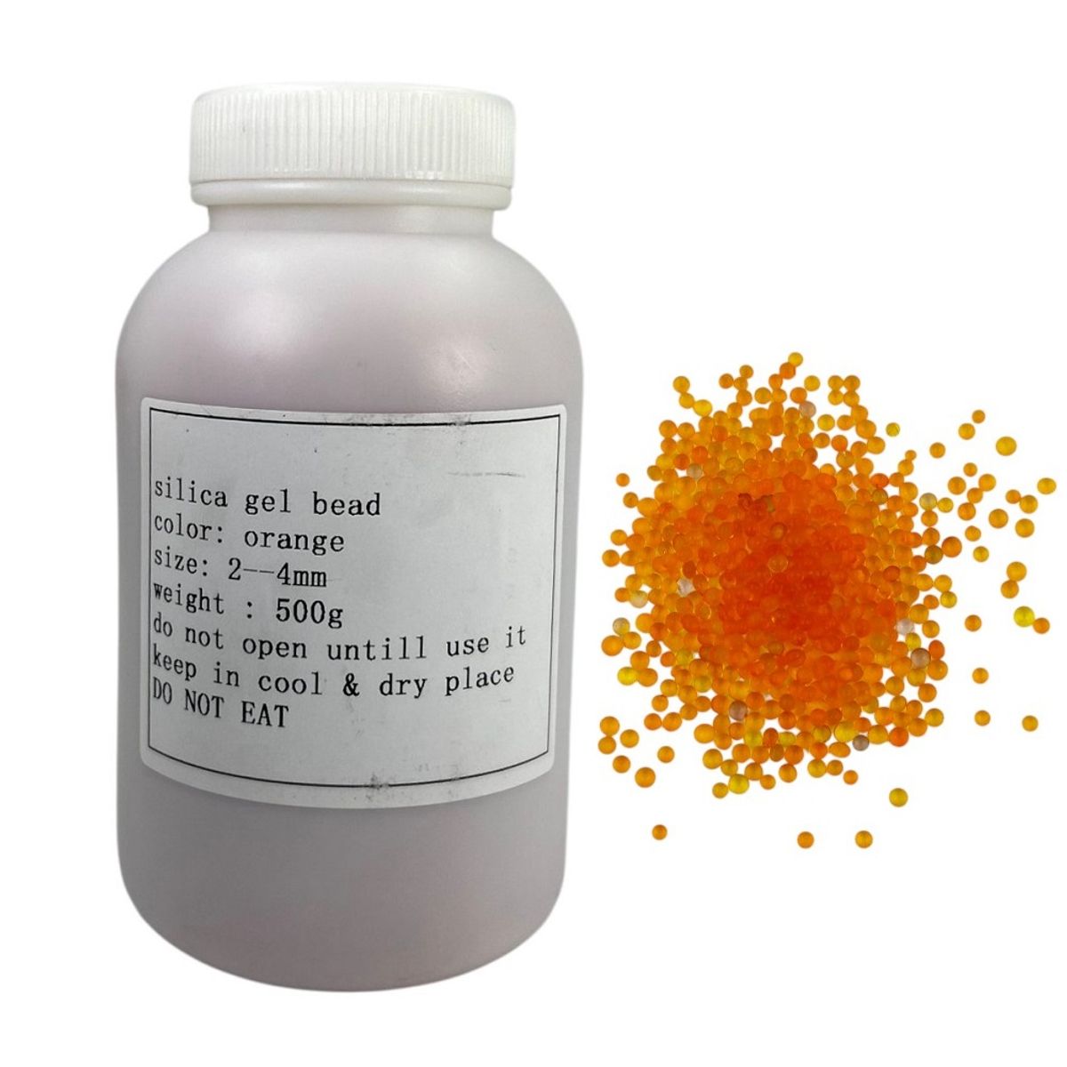 GENERICO - Silica Gel Color Naranja Botella de 500g Cambia de Color
