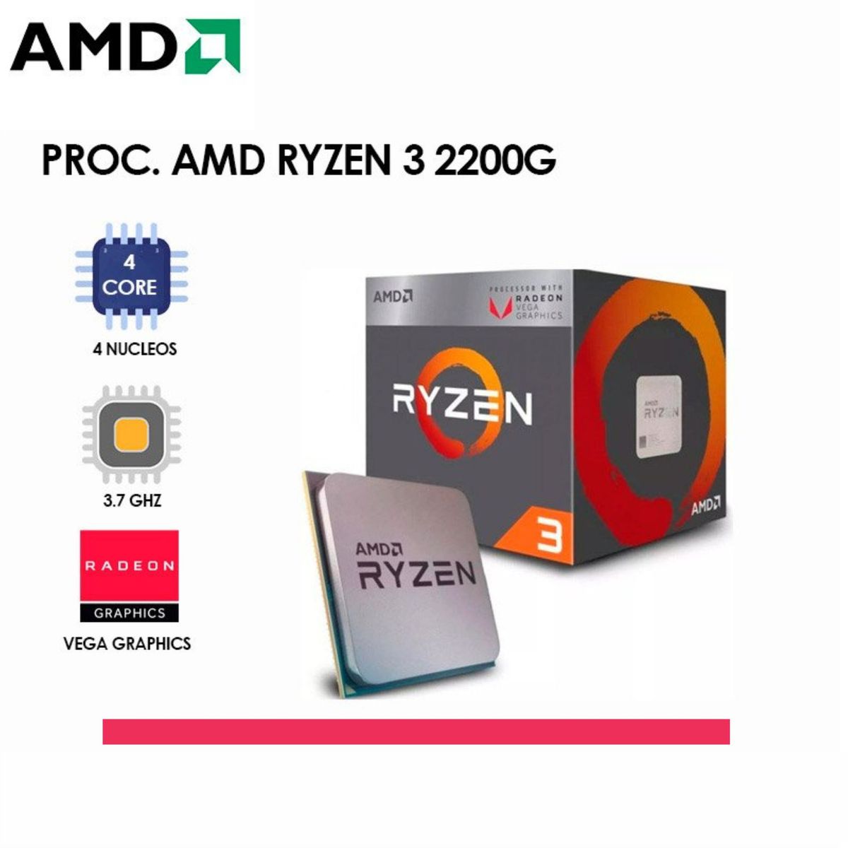 AMD - PC GAMER RYZEN 3 2200G RAM 16GB + SSD 240GB + GRAFICA VEGA 7 2GB