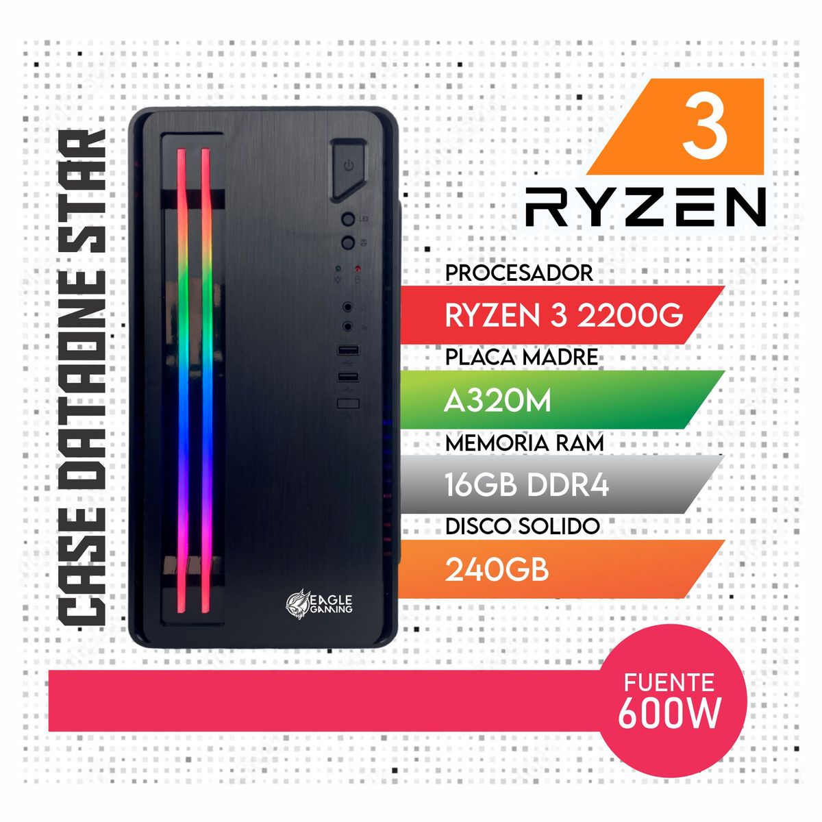 AMD - PC GAMER RYZEN 3 2200G RAM 16GB + SSD 240GB