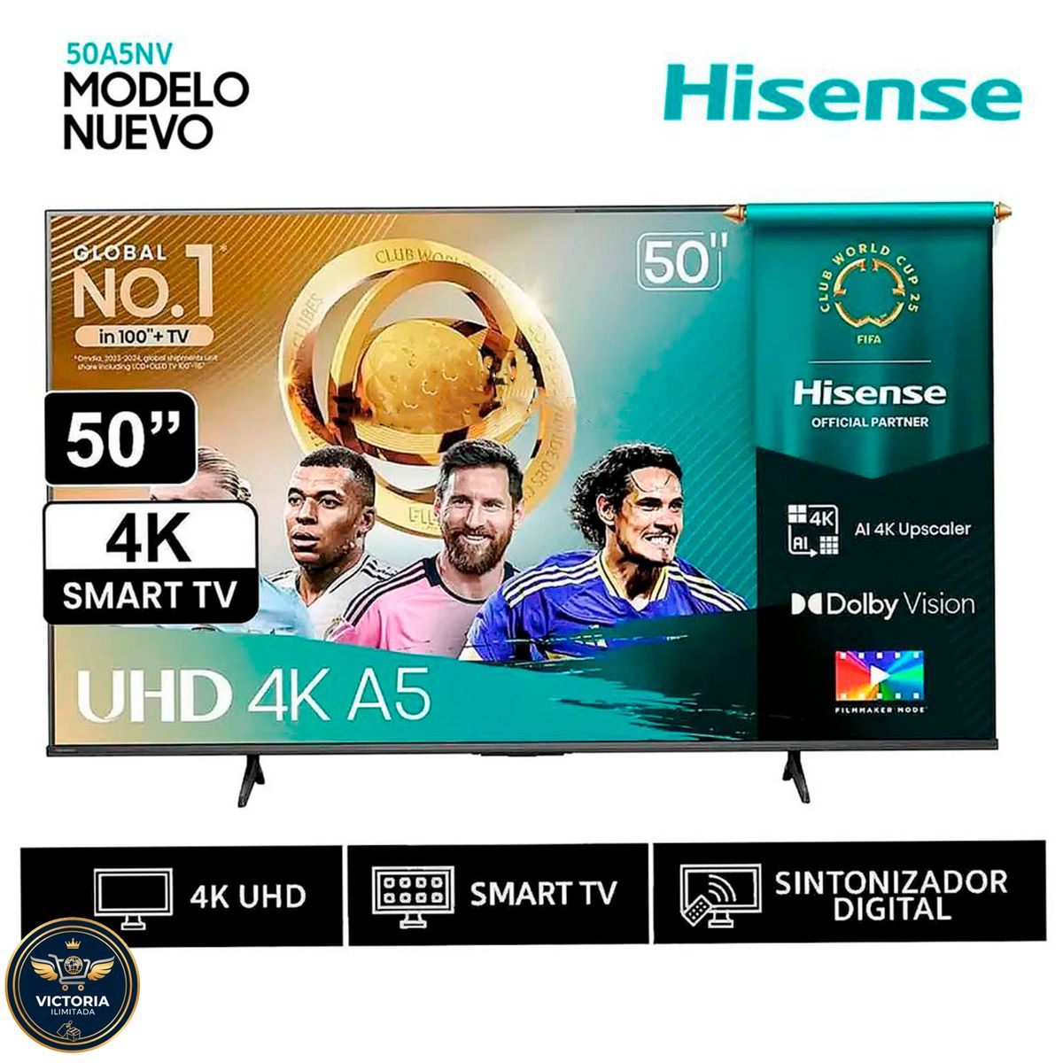 HISENSE - Televisor Hisense 50 Pulg Ultra HD 4K Smart TV 50A5NV Modelo Nuevo