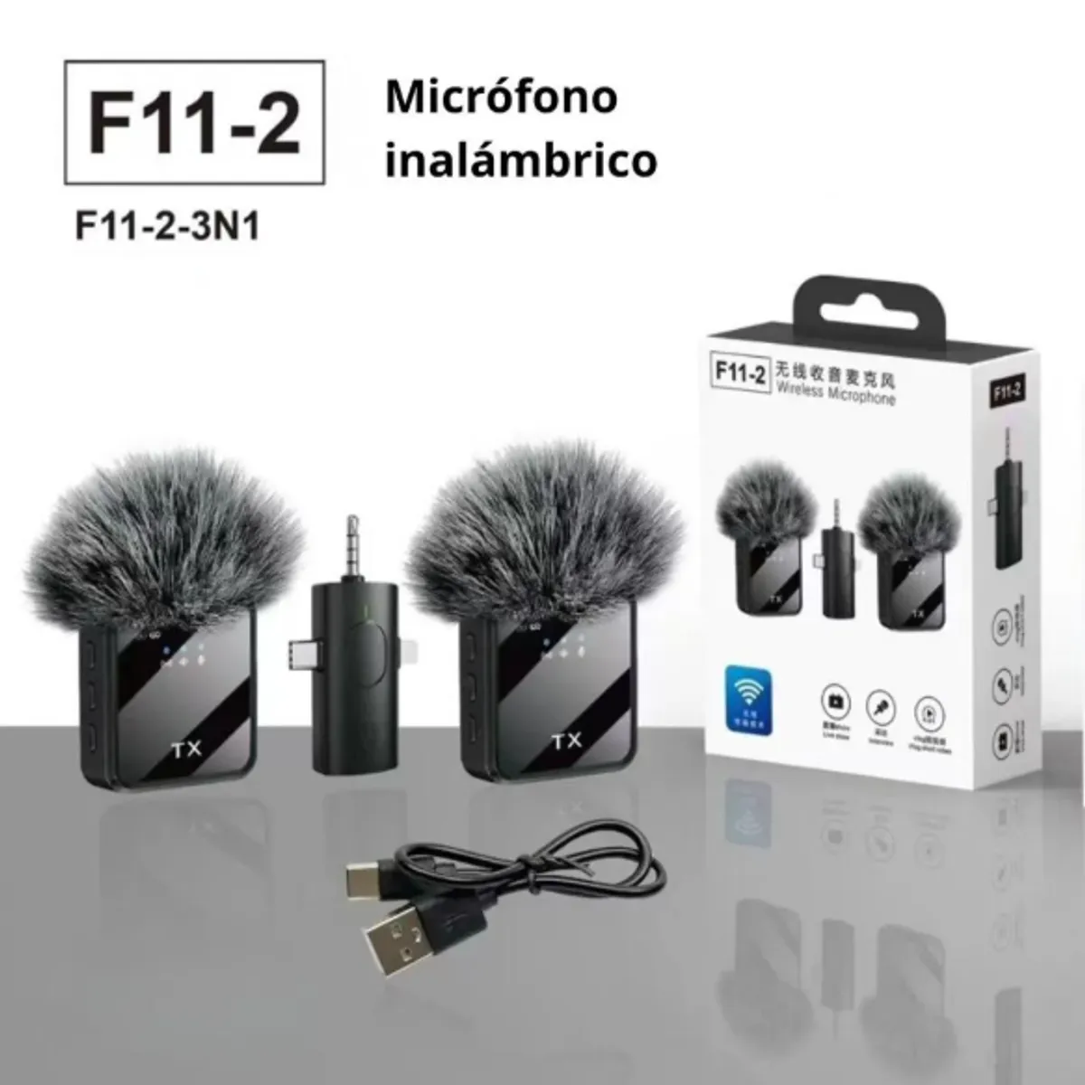 JM IMPORT - MICRÓFONO SOLAPERO TIPO C + ADAPTADOR PARA IPHONE F11