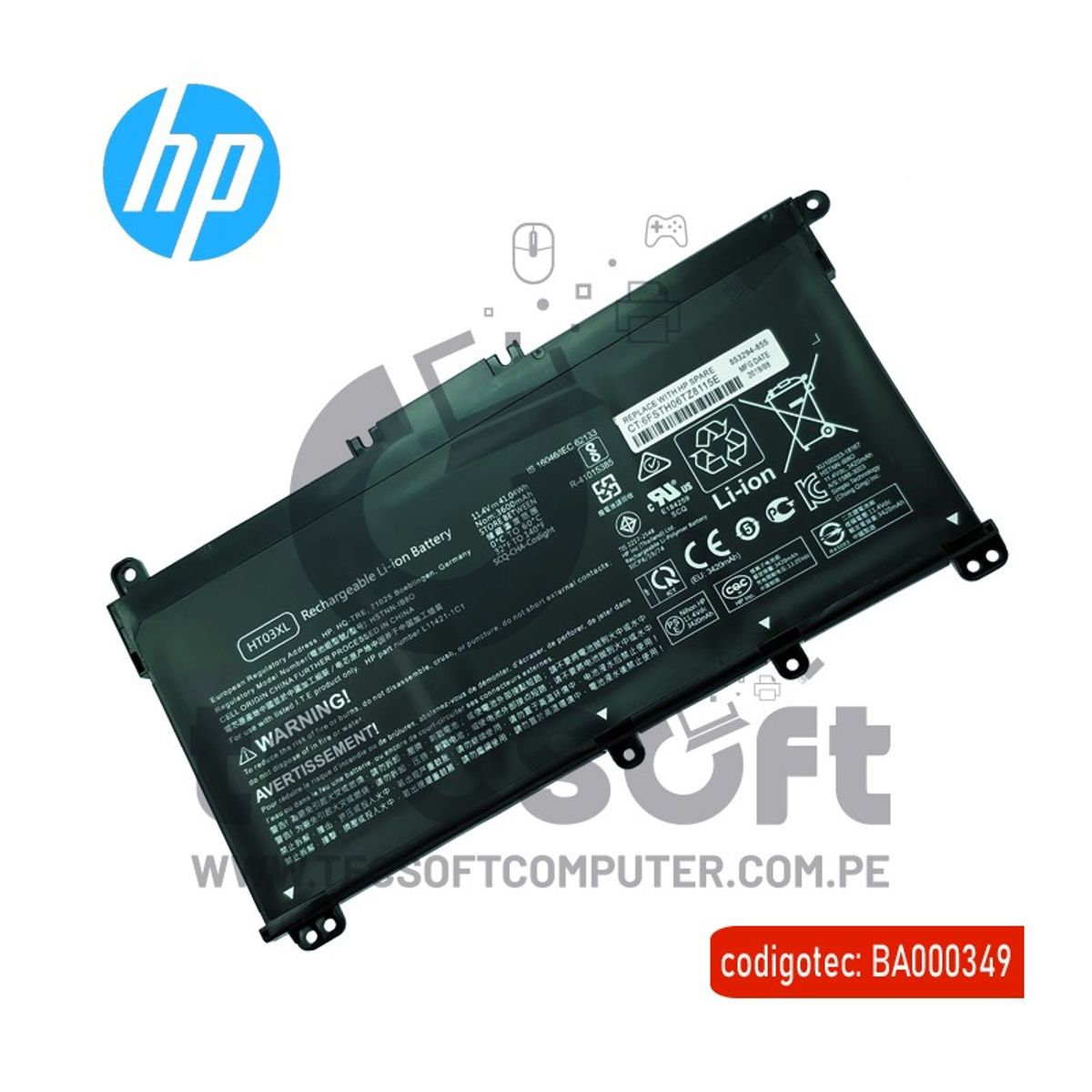 GENERICO - BATERIA COMPATIBLE HPPAVILION 14-CE0001LA PAVILION HT03XL