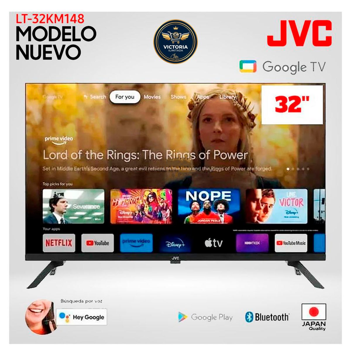 JVC - Televisor JVC 32 Pulg. Smart TV GOOGLE TV HD LED LT-32KM148