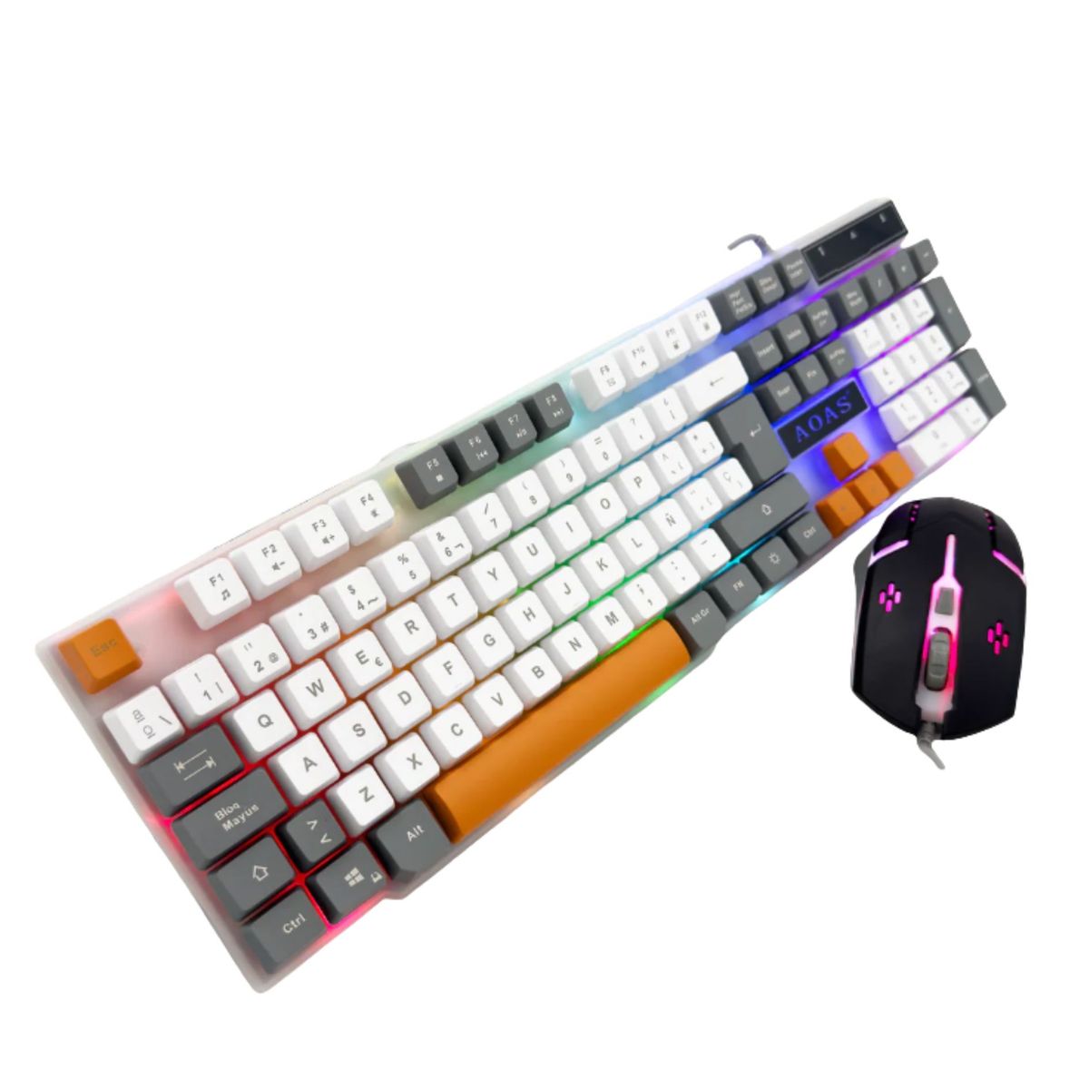 GENERICO - Teclado y Mouse RGB Combo Gamer Retroiluminado - Resistente a Salpicaduras  y Diseño Ergonómico