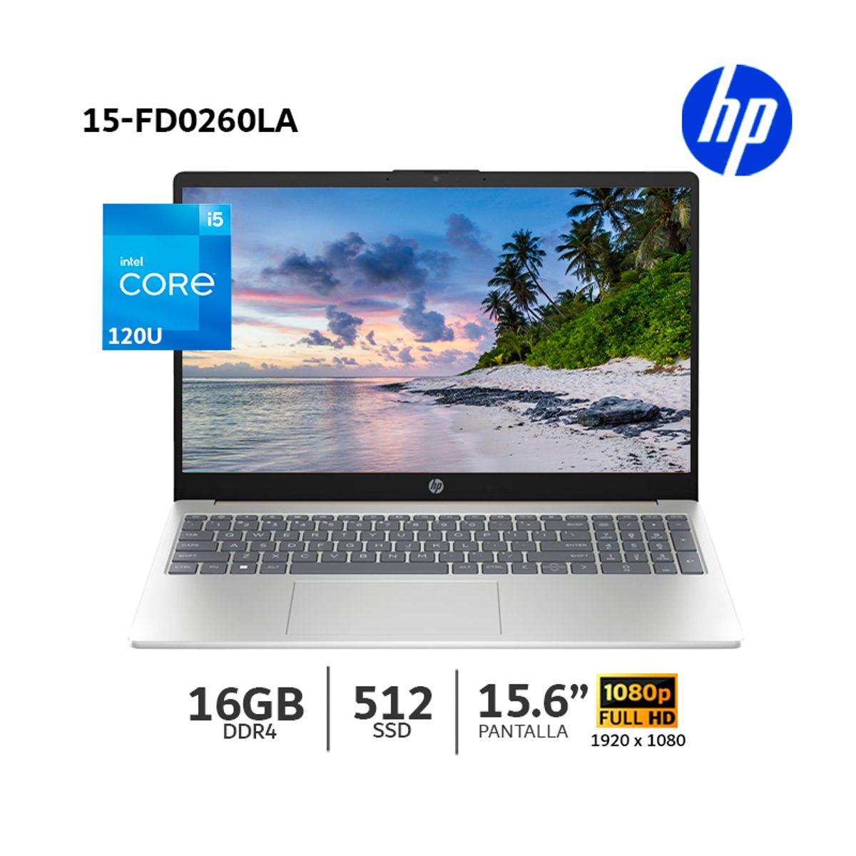 HP - Laptop HP 15-FD0260LA Intel Core 5 120U, 16Gb Ram, 512Gb SSD 15.6"-B9TX9LA