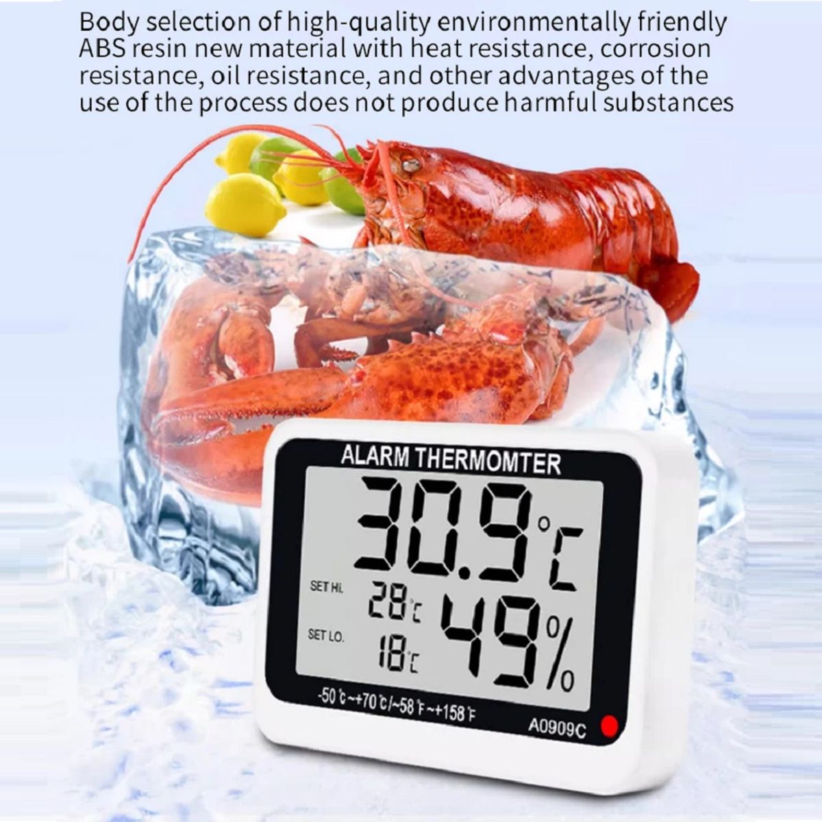 GENERICO - Termometro Digital con Alarma Frio Caliente Freezer A9090C