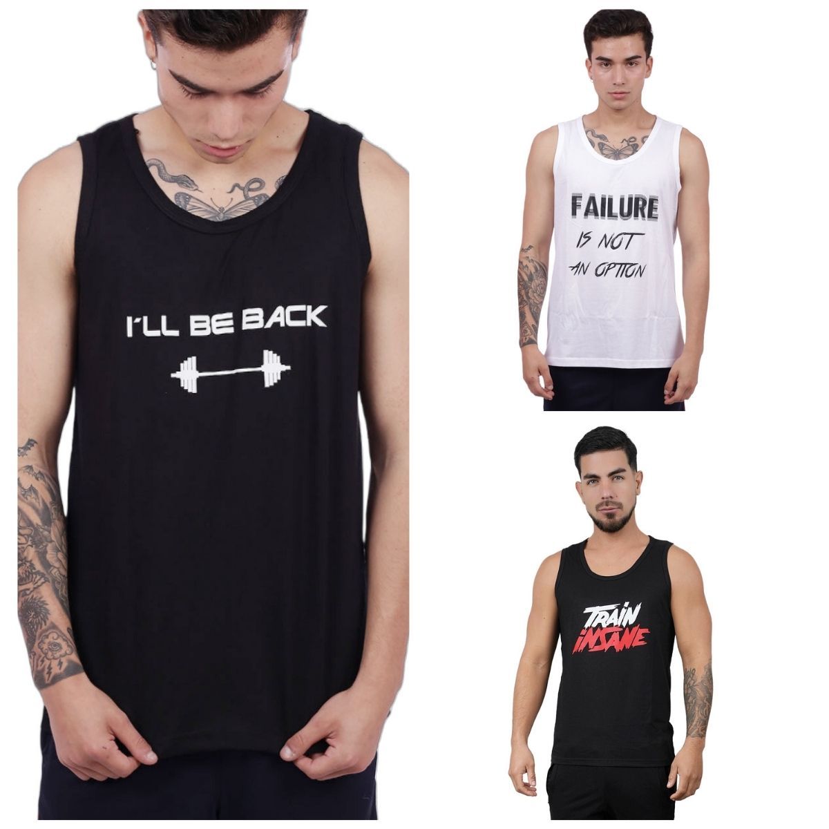 M MUSCLE MUSEUM - Pack Training x 3 Bividis Deportivos colores Blanco y Negro para Hombre