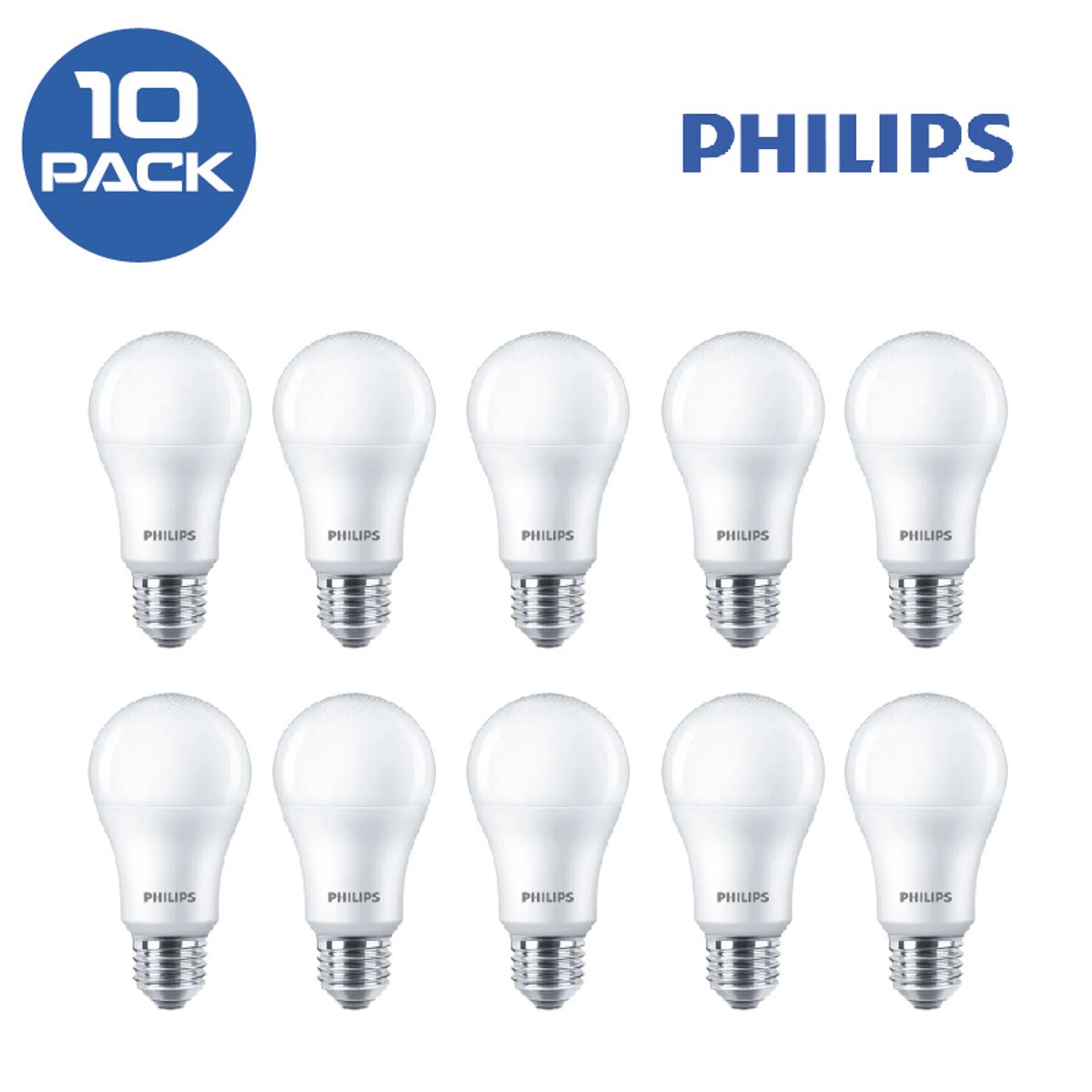 PHILIPS - Pack 10 Focos LED 10.5W Luz Blanca Philips EcoHome E27 6500K
