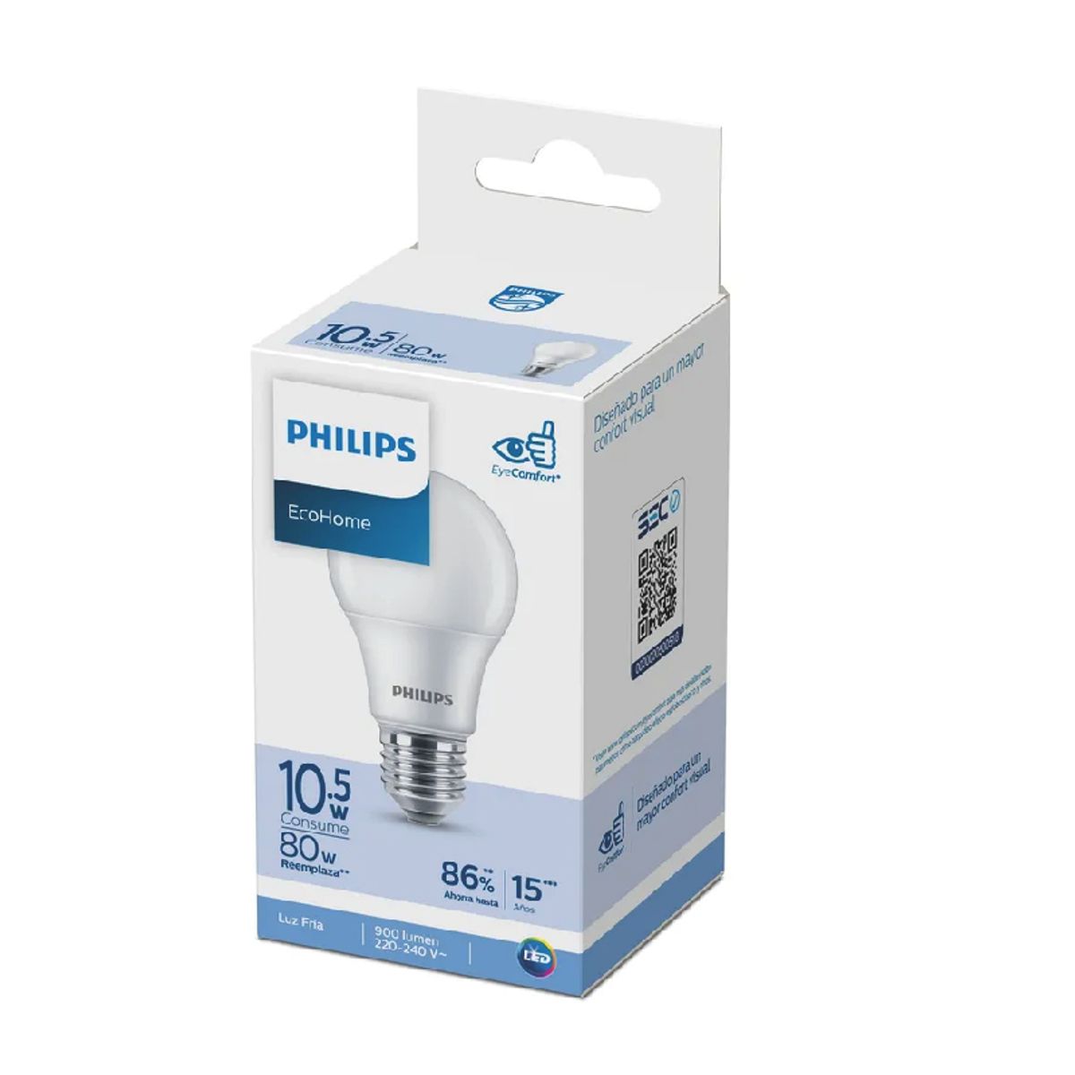 PHILIPS - Pack 10 Focos LED 10.5W Luz Blanca Philips EcoHome E27 6500K