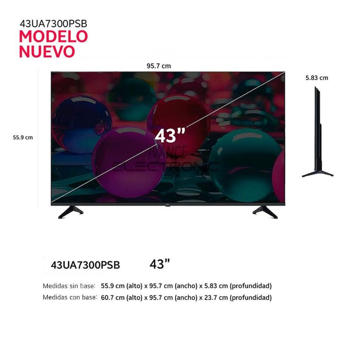 LG - Televisor Lg 43 Pulg Ultra HD 4K AI ThinQ 43UA7300PSB + Control Inteligente MAGIC