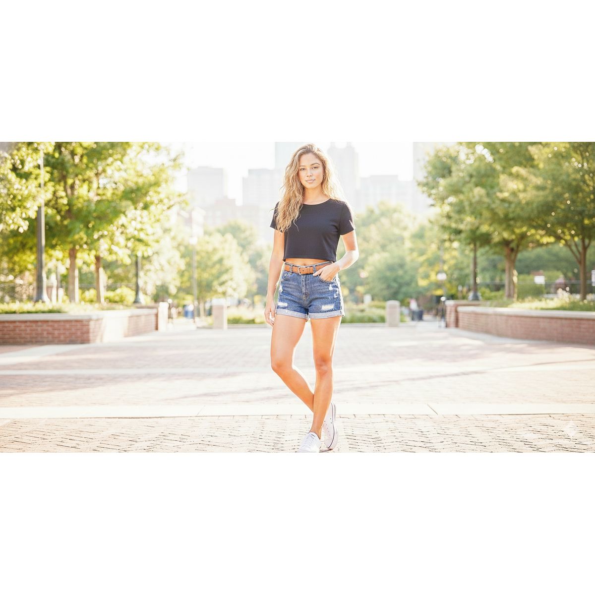 GENERICO - Short  jean mom rasgado para mujer