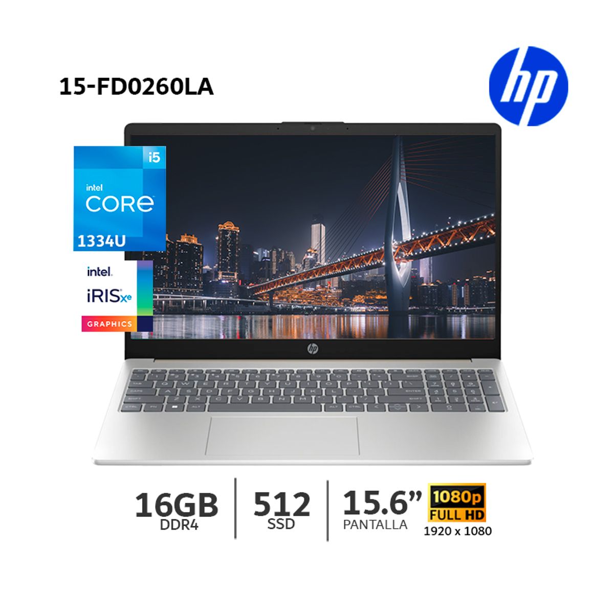 HP - Laptop HP 15-FD0260LA Intel Core i5-1334U 16Gb Ram 512Gb SSD Pantalla 15,6 B9TX9LA